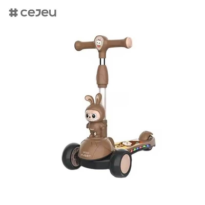 CJ-HLW-209,Labubu складной детский скутер 3-12 лет расширяющийся малыш флэш колесный скутерНовый мультфильм производителя Labubu стиль детский скутер со свечами расширяемый и складной пластик