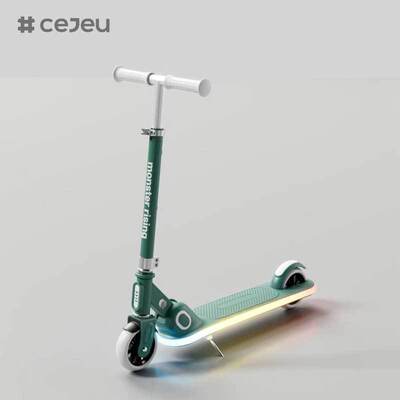 CJ-ADD-R1 Folding Lightweight Two-Wheel Aluminum Alloy Kids' Scooter Height Adjustable Seat Rear Brake 50kg Max Load 5+ Years PU Wheels