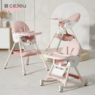 CJ-27,3 в 1+PP+Складка корзины,розовый/серый/синий/золотой,четыре цвета,60*75*97 см,надежный и безопасный детский высокий стул