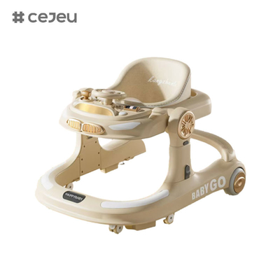 CJ-958, детский ходунк, оранжевый серый хаки, музыка/светильники 6 регулировщик высоты, свертывающийся одним щелчком, размер 58*60*75, тихий универсальный