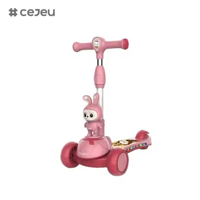 CJ-HLW-209,Labubu складной детский скутер 3-12 лет расширяющийся малыш флэш колесный скутерНовый мультфильм производителя Labubu стиль детский скутер со свечами расширяемый и складной пластик