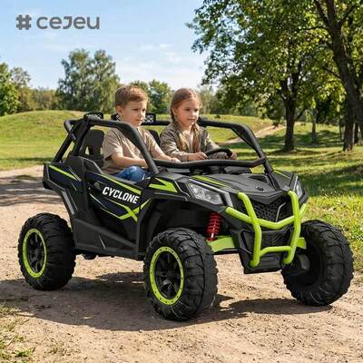CJ-NEL-998 Большой двухместный циклон 24В Мощный мотор Дети Электрический автомобиль Родительское дистанционное управление Музыка батарея Поездка на UTV
